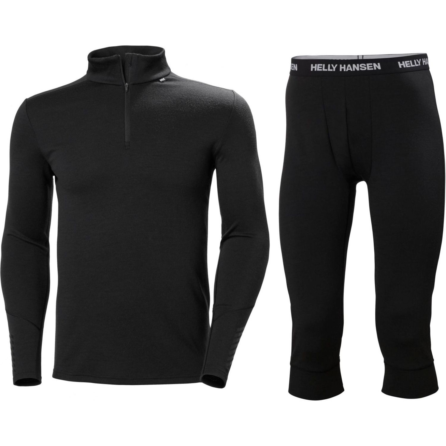 Helly Hansen Lifa Merino Midweight 1/2 Zip / 3/4 Pant Set, herre, sort