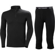 Helly Hansen Lifa Merino Midweight 1/2 Zip / 3/4 Pant Set, herre, sort