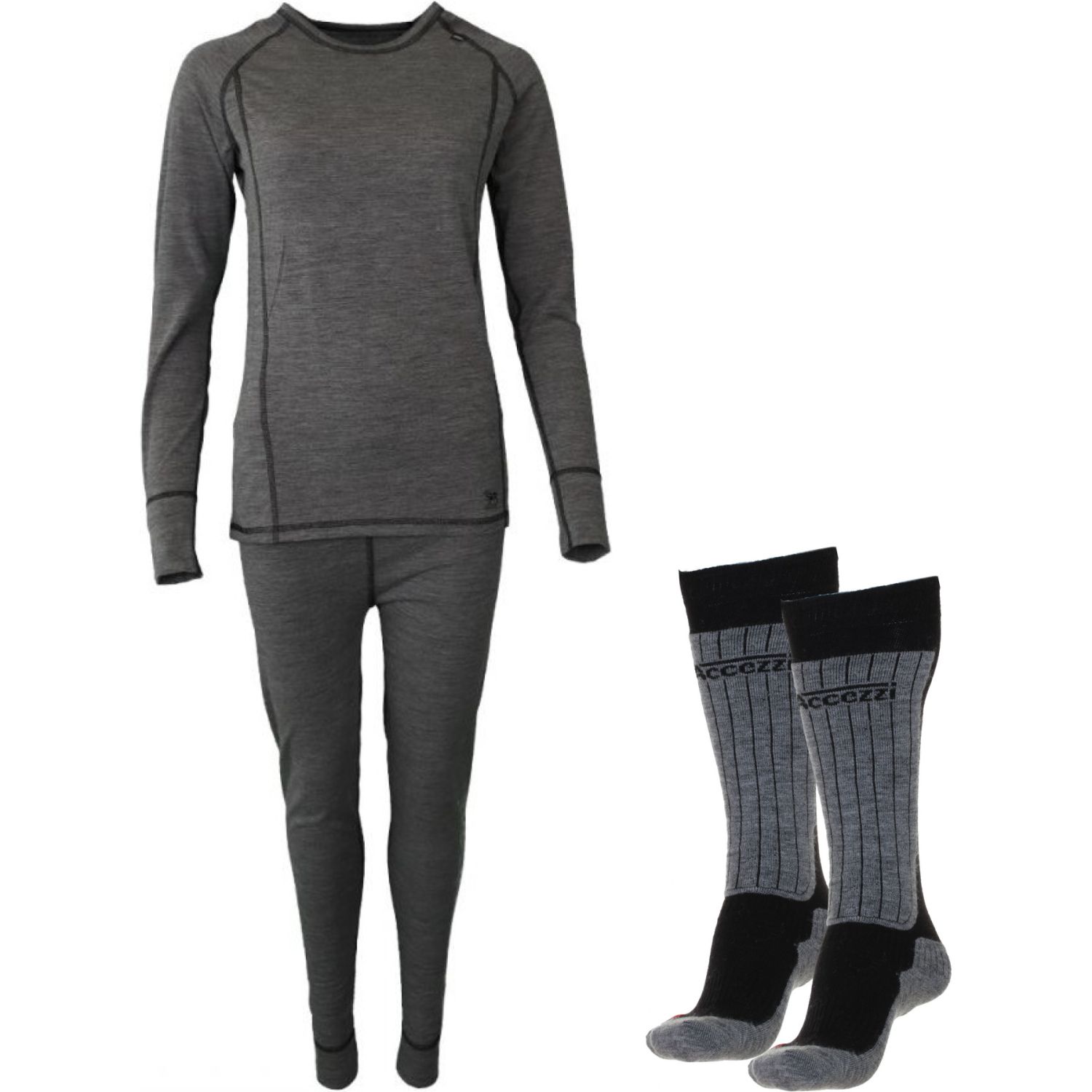 Accezzi merino skiundertøj + 2 par merino skistrømper, dame