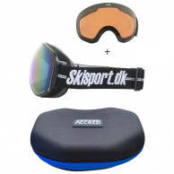 Demon Magnet Skisport.dk Edition, Blue Mirror + Accezzi gogglecase