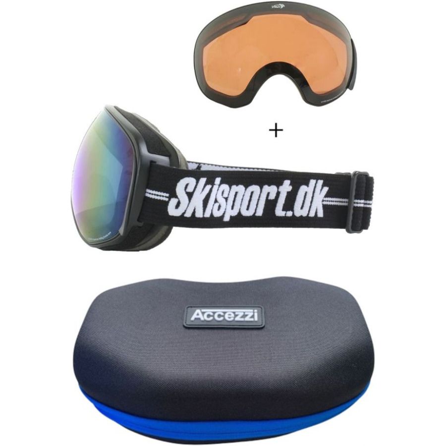 Demon Magnet Skisport.dk Edition, Blue Mirror + Accezzi etui na gogle