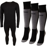 Accezzi roupa interior de esqui + 3 pares de meias de esqui Coolmax, homem
