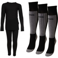 Accezzi roupa interior de esqui + 3 pares de meias de esqui Coolmax, mulher