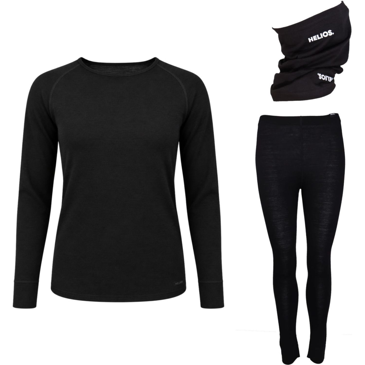 Helios Merino One, set + Schlauchtuch, Damen, schwarz