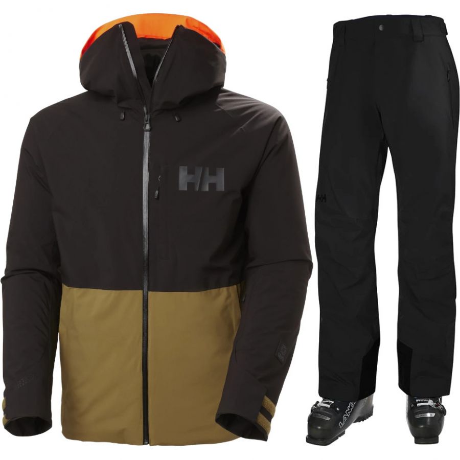 Helly Hansen Powderface/Legendary skiset, Herr, Svart/Brun