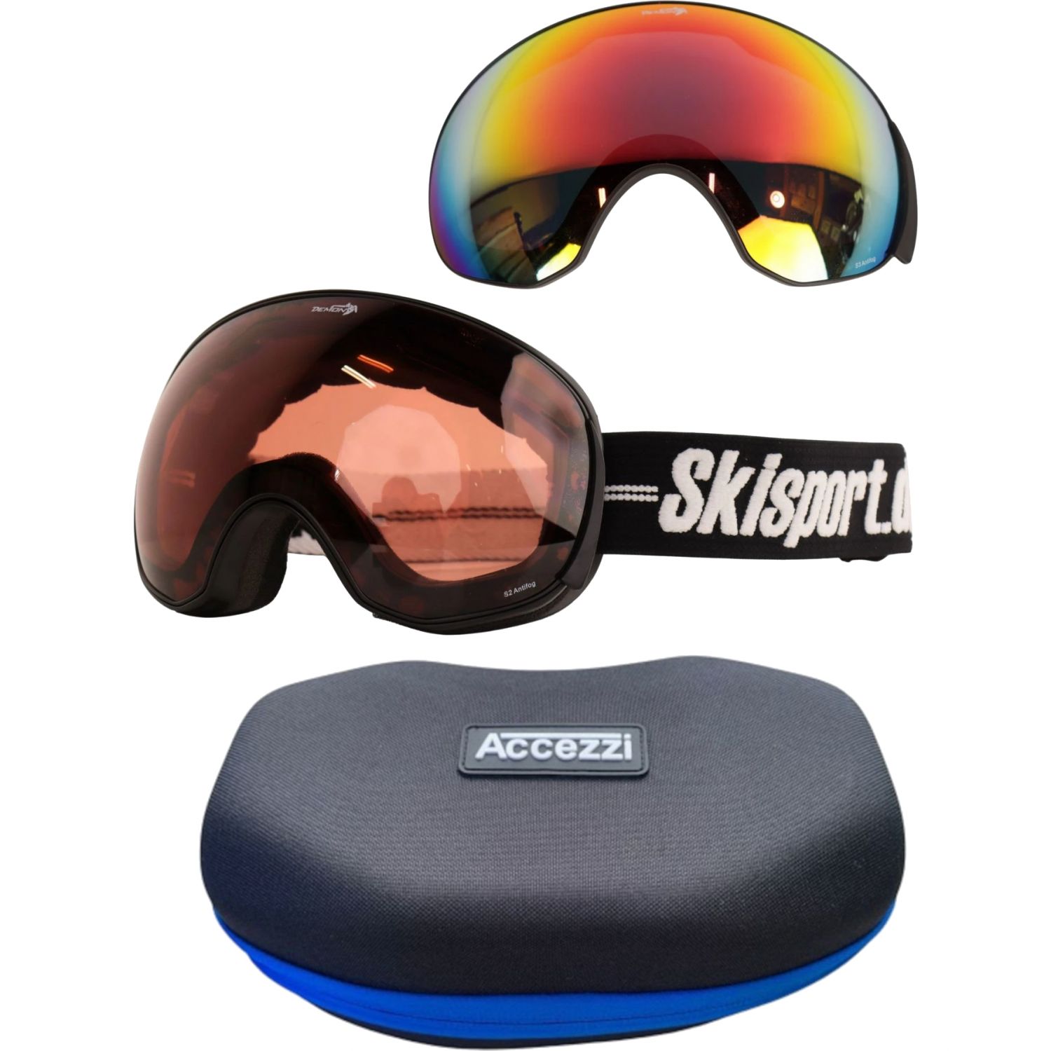 Demon Magnet Skisport.dk Edition, Silver Mirror + Accezzi gogglecase