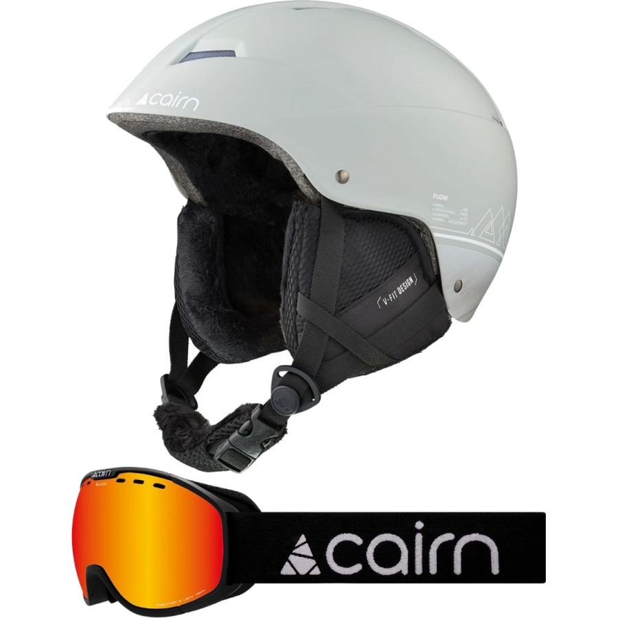 Cairn Flow skihjelm, Mat Grey + Blaze skibriller, Mat Black