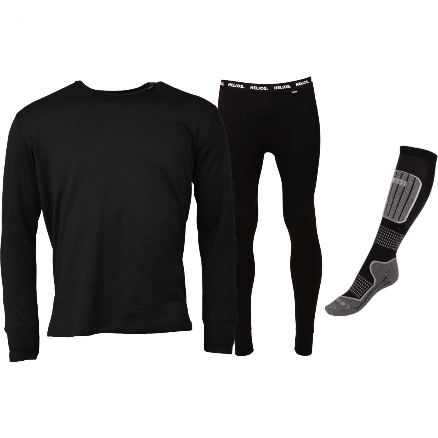 Helios Essential Skiunterwäsche + 1 Paar Accezzi Merino-Socken, schwarz, Herren