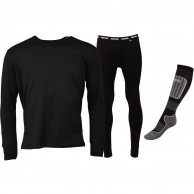 Helios Essential Skiunterwäsche + 1 Paar Accezzi Merino-Socken, schwarz, Herren