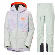 Helly Hansen Powchaser 2.0/Powderqueen, completo sci, donna, verde chiaro/viola chiaro