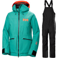 Helly Hansen Powderqueen 3.0/Bib 2.0, skisett, dame, grønn/svart