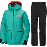 Helly Hansen Powderqueen 3.0/Switch Cargo 2.0, skisett, dame, grønn/svart