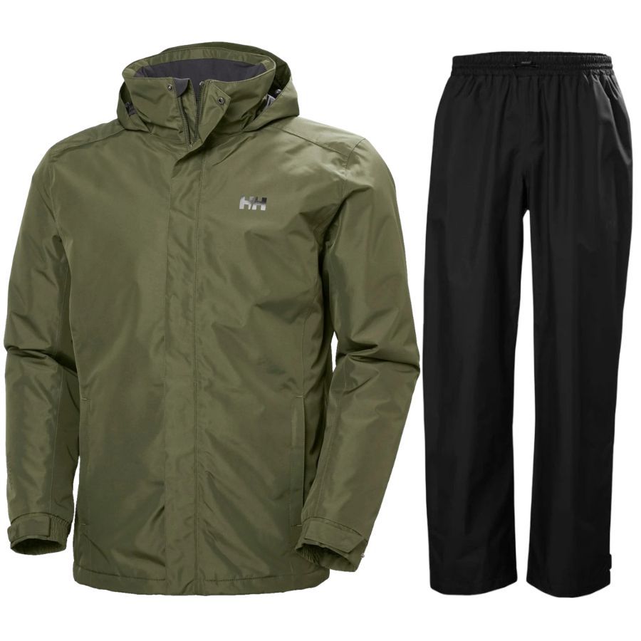 Helly Hansen Dubliner/HH Rain zestaw przeciwdeszczowy, mężczyźni, zielony/czarny