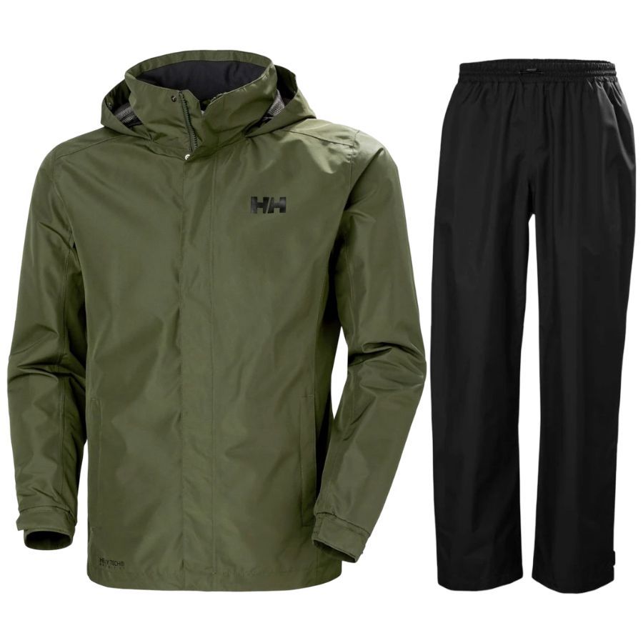 Helly Hansen Dubliner/HH Rain regnställ, herr, grön/svart