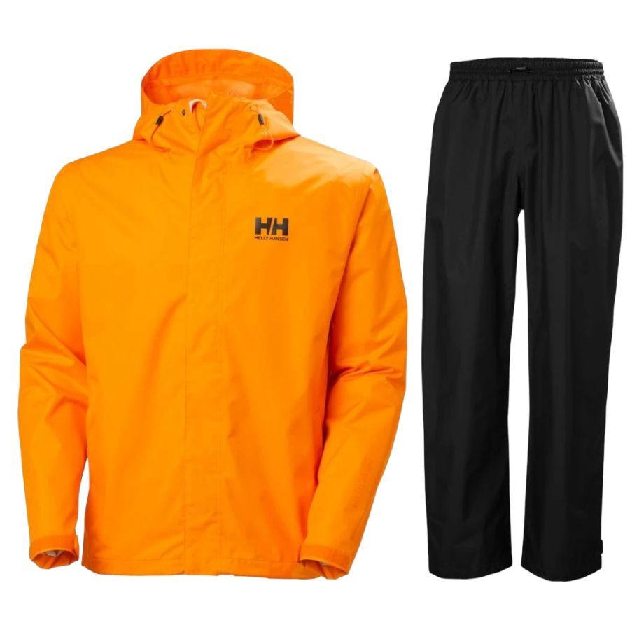 Helly Hansen Seven J/HH Rain, zestaw przeciwdeszczowy, mężczyźni, pomarańczowy/czarny