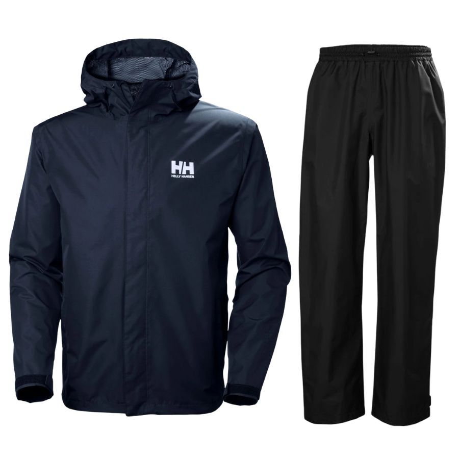 Helly Hansen Seven J/HH Rain, zestaw przeciwdeszczowy, mężczyźni, ciemnoniebieski/czarny