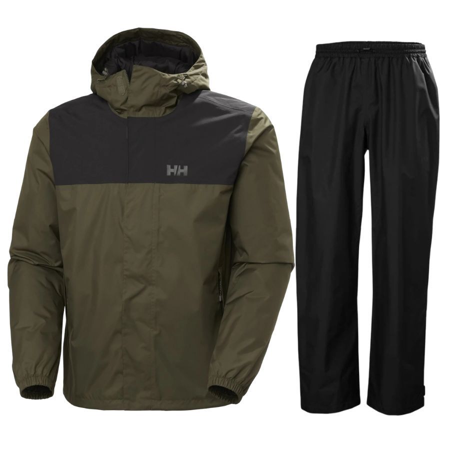 Helly Hansen Vancouver/HH Rain, zestaw przeciwdeszczowy, mężczyźni, zielony/czarny