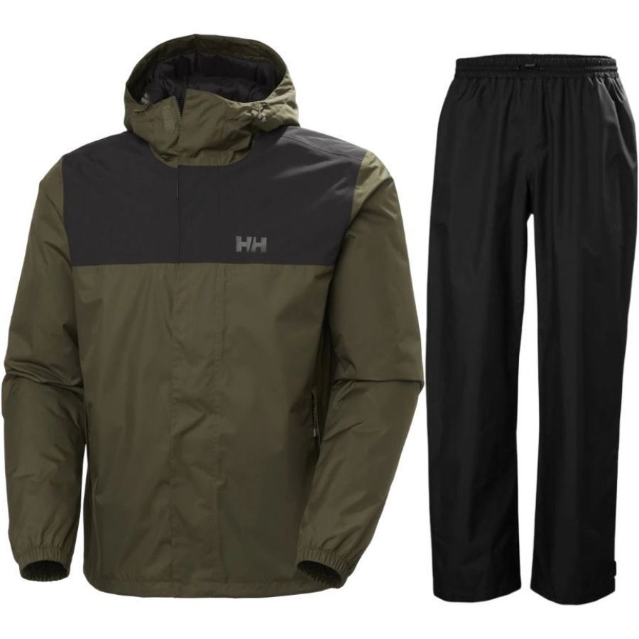 Helly Hansen Vancouver/HH Rain, regnsett, herre, grønn/svart