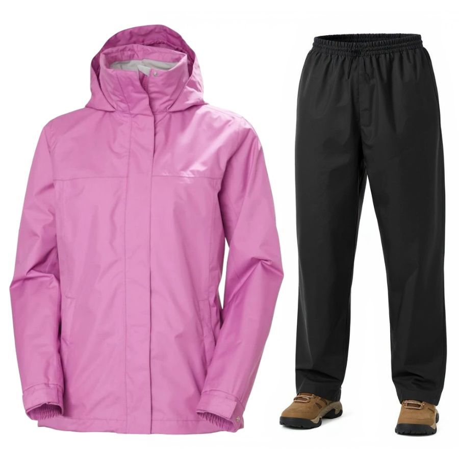 Helly Hansen Aden/HH Rain, zestaw przeciwdeszczowy, kobiety, różowy/czarny