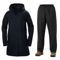 Helly Hansen Aden Long/HH Rain, regnsæt, dame, navy/sort