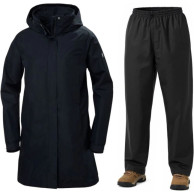 Helly Hansen Aden Long/HH Rain, regnsæt, dame, navy/sort