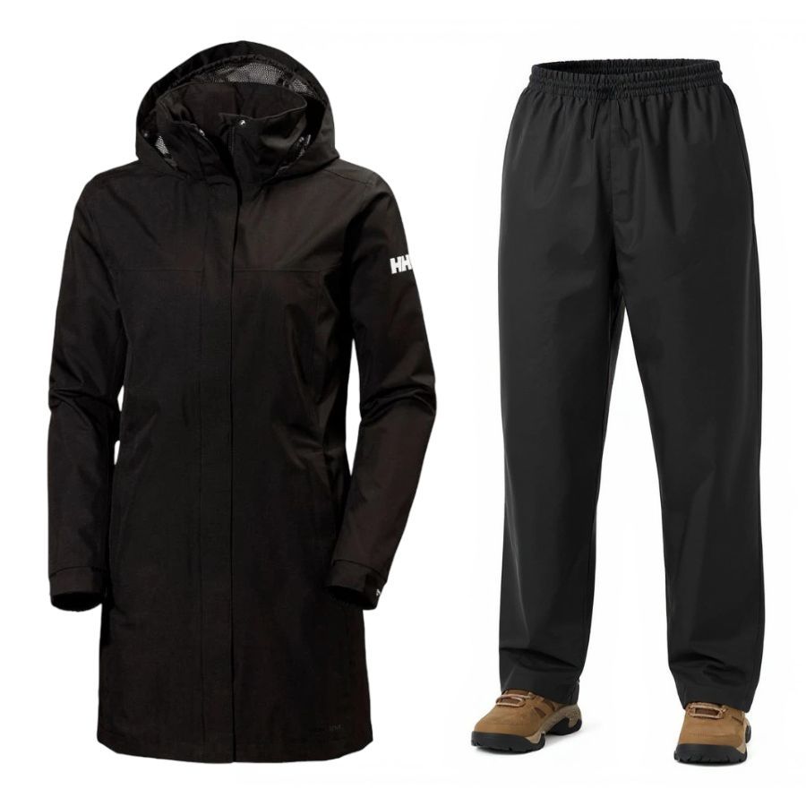 Helly Hansen Aden Long/HH Rain, regnsæt, dame, sort