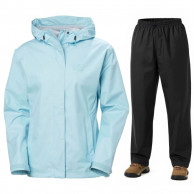 Helly Hansen Seven J/HH Rain, regnsæt, dame, lyseblå/sort