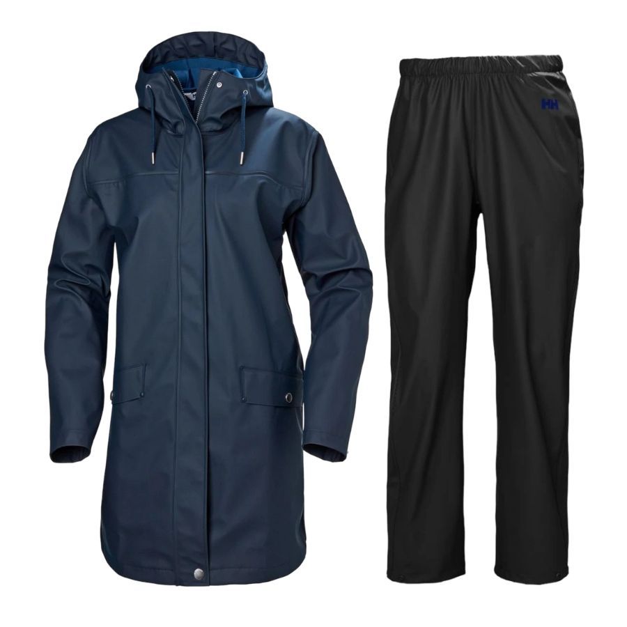Helly Hansen Moss, regnsæt, dame, mørkeblå/sort