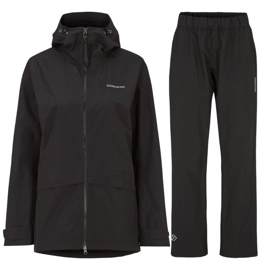 Didriksons Nordic regnställ, dam, svart