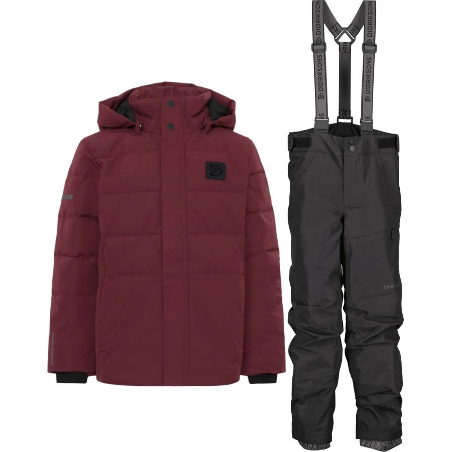 Ensemble d'hiver Didriksons Dacit/Silikat, junior, noir/rouge foncé