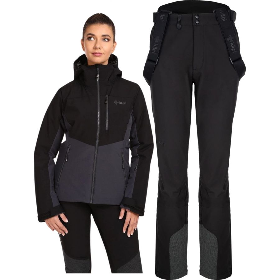 Conjunto de esquí Kilpi Rhea/Flip, Mujer, Negro/Gris