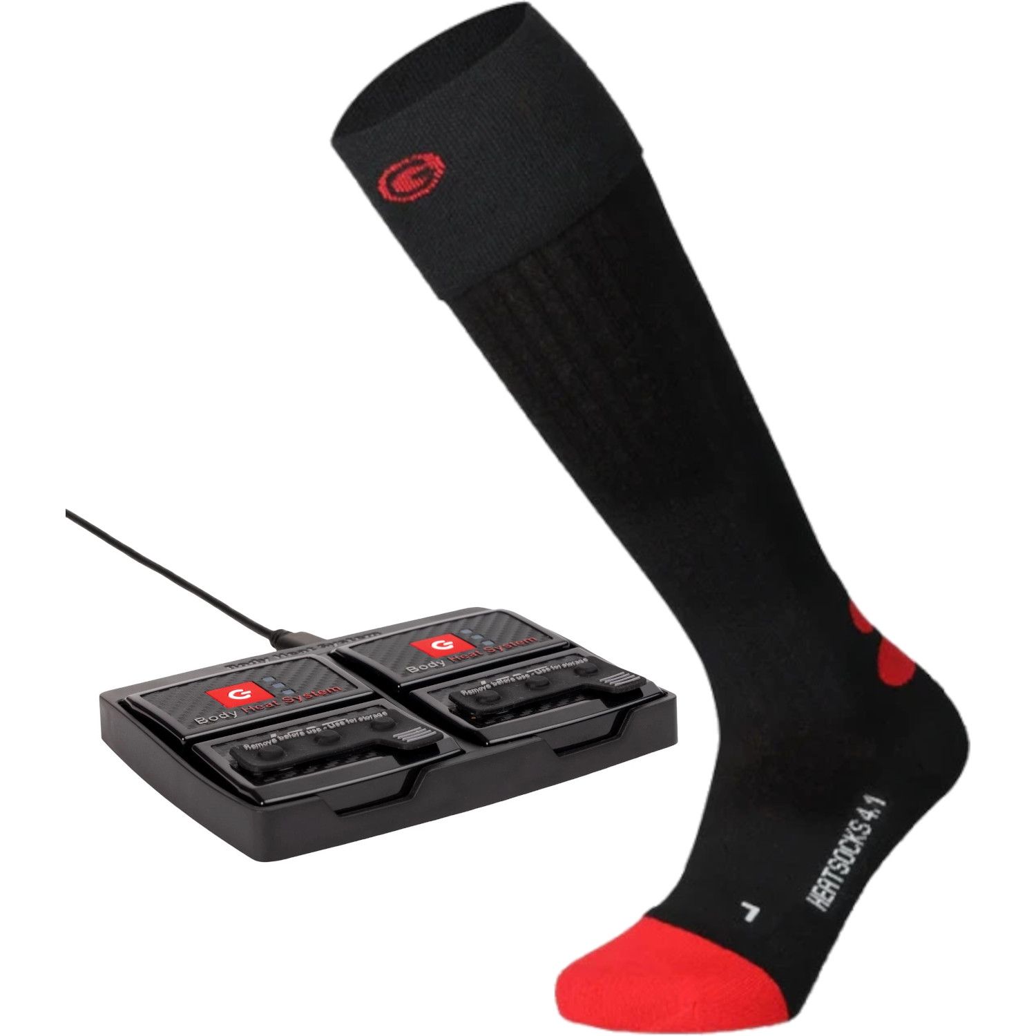 Lenz Heat Sock 4.1/Lithium Pack rcB 1400 set, unisexe, noir