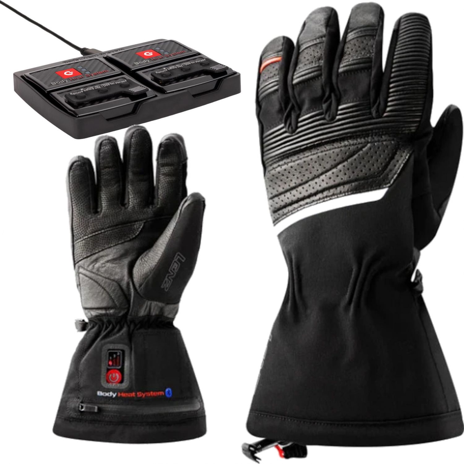 Gant de chaleur Lenz 6.0 + batteries rcB 2000, hommes, noir