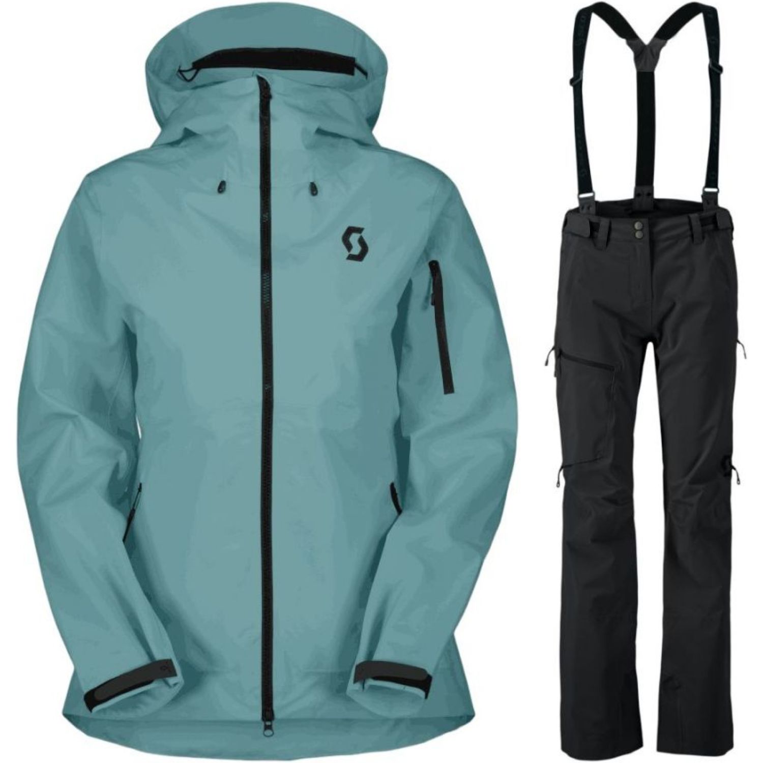 Scott Explorair 3L shell jas / shell broek set, dames, lichtblauw/zwart