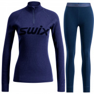 Swix RaceX Merino Pants/Half Zip Set, dame, marineblå