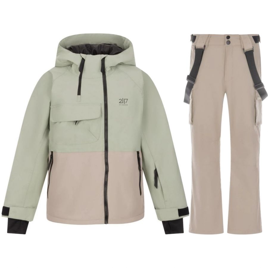 2117 of Sweden Kidden ski jas/ski broek set, junior, licht groen/beige