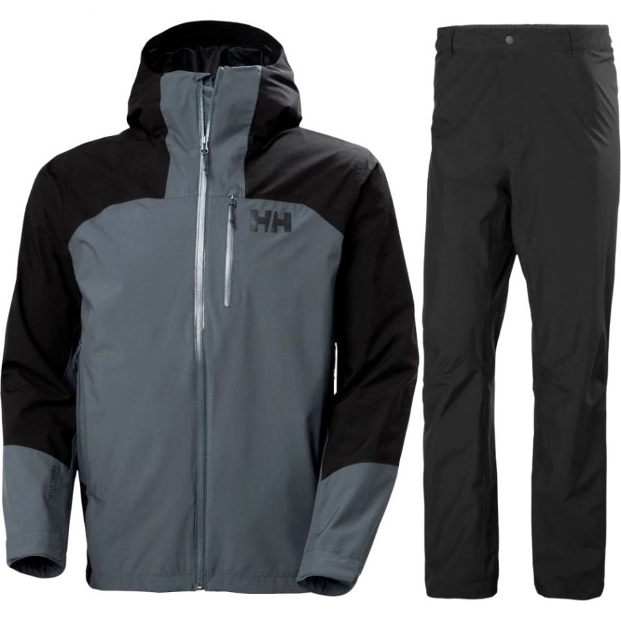 Helly Hansen Loke 2L skaljakke + skalbukser, herre, alpine frost/sort
