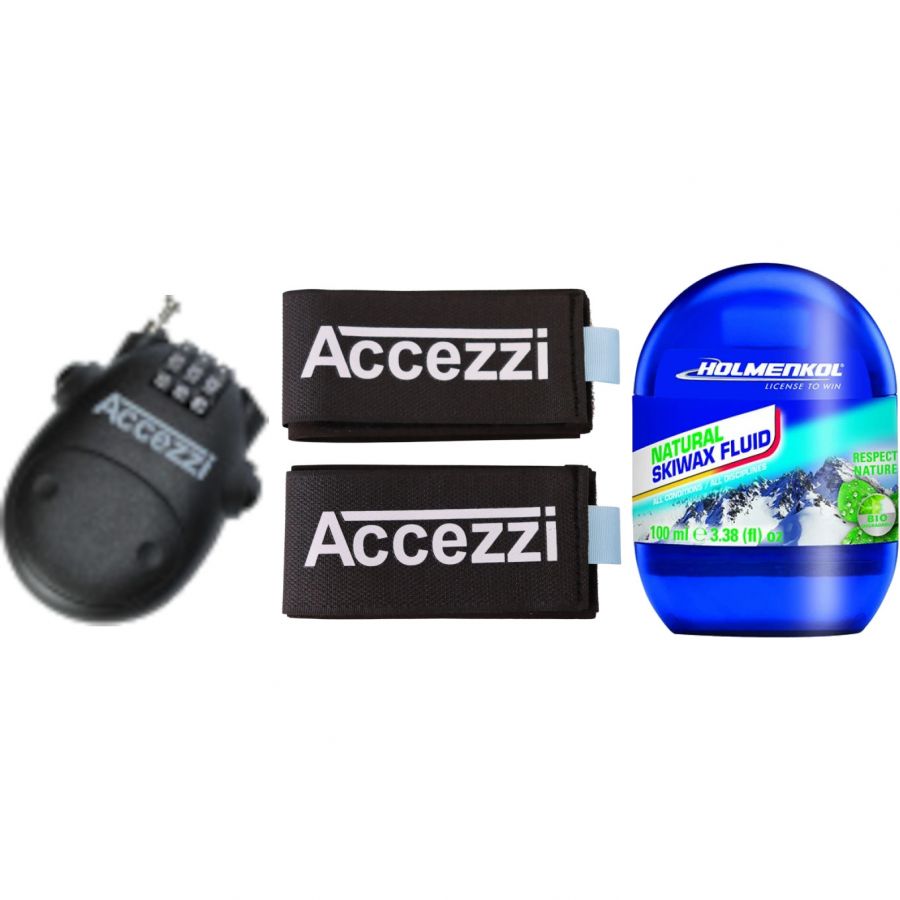 Accezzi skidlås + skidclips + Skidvalla set, unisex, svart