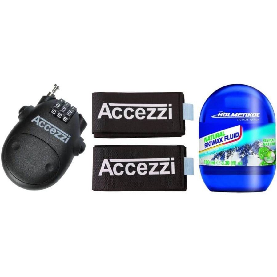 Accezzi skidlås + skidclips + Skidvalla set, unisex, svart
