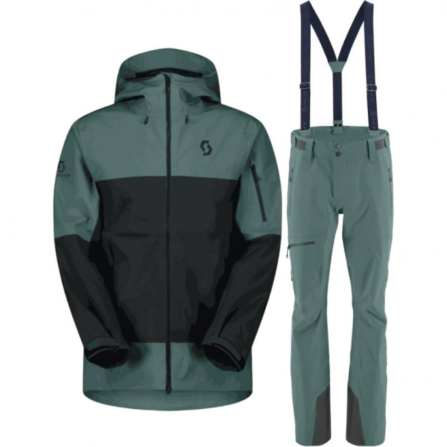 Scott Explorair 3L, set giacca e pantaloni shell, uomo, azzurro/nero