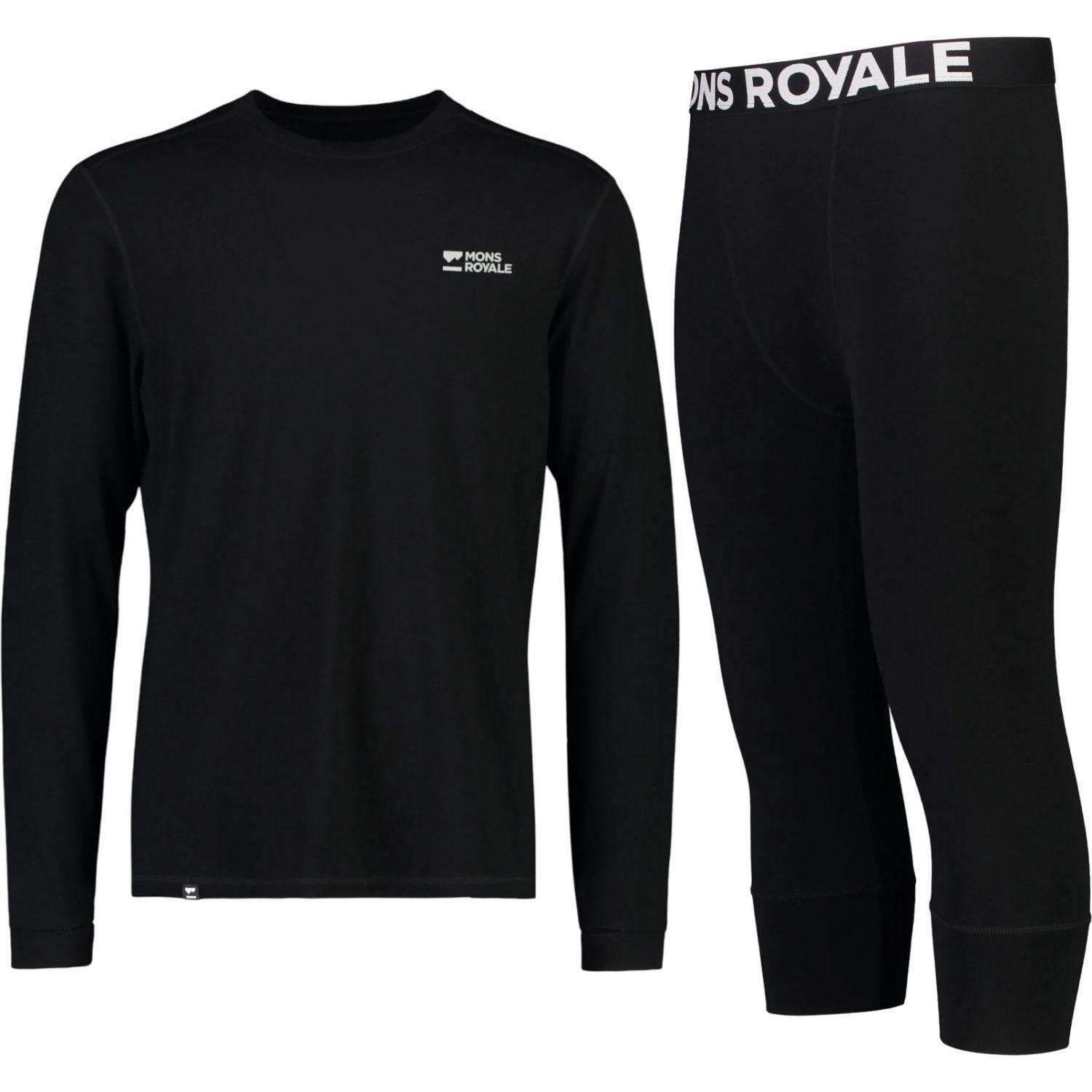 Mons Royale Cascade Merino Base Layer Set, Herren, schwarz