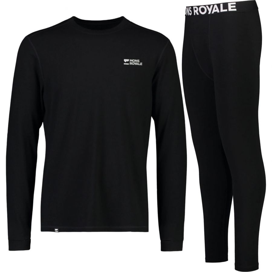 Mons Royale Cascade Merino Base Layer sæt, herre, sort