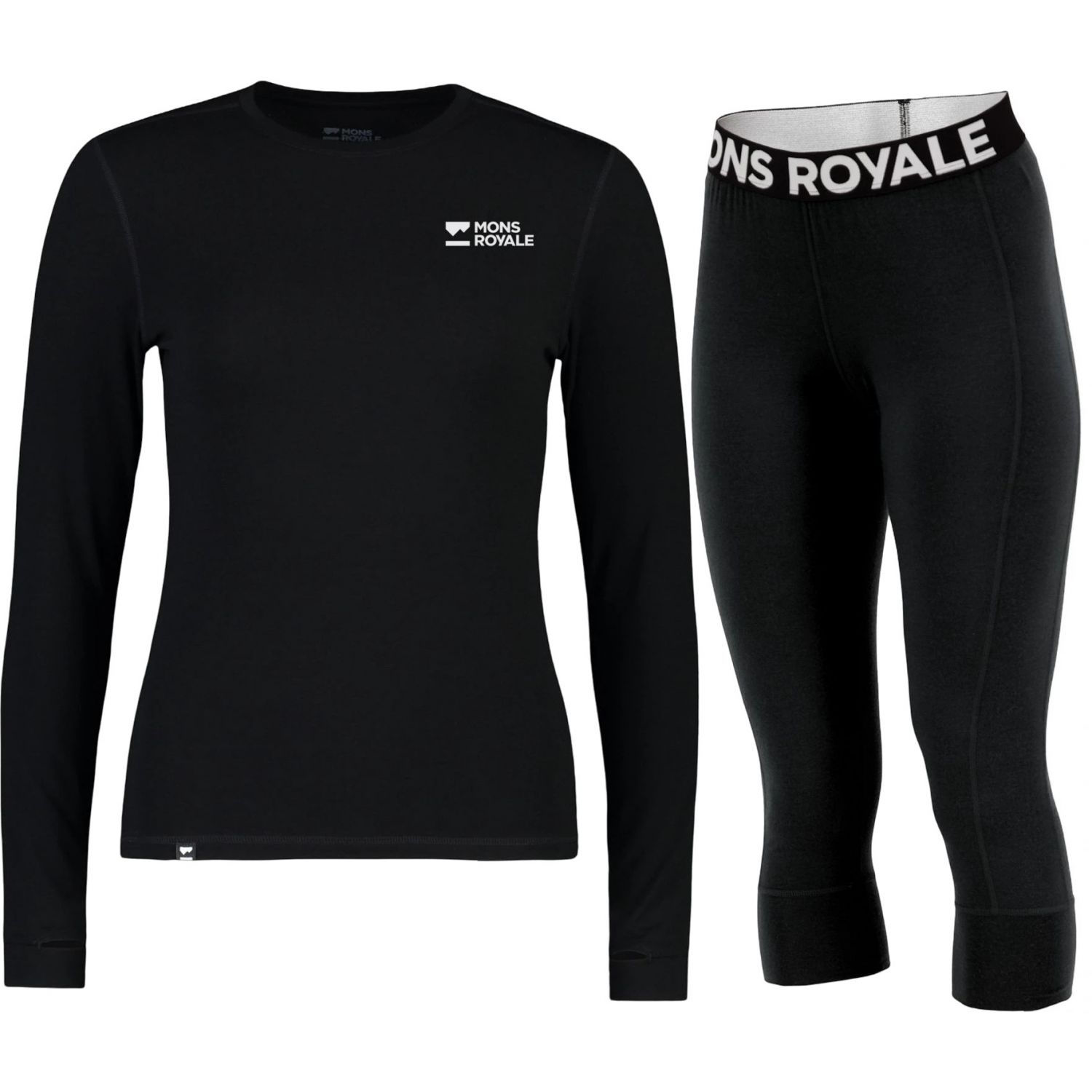 Mons Royale Cascade Merino Base Layer sæt, dame, sort