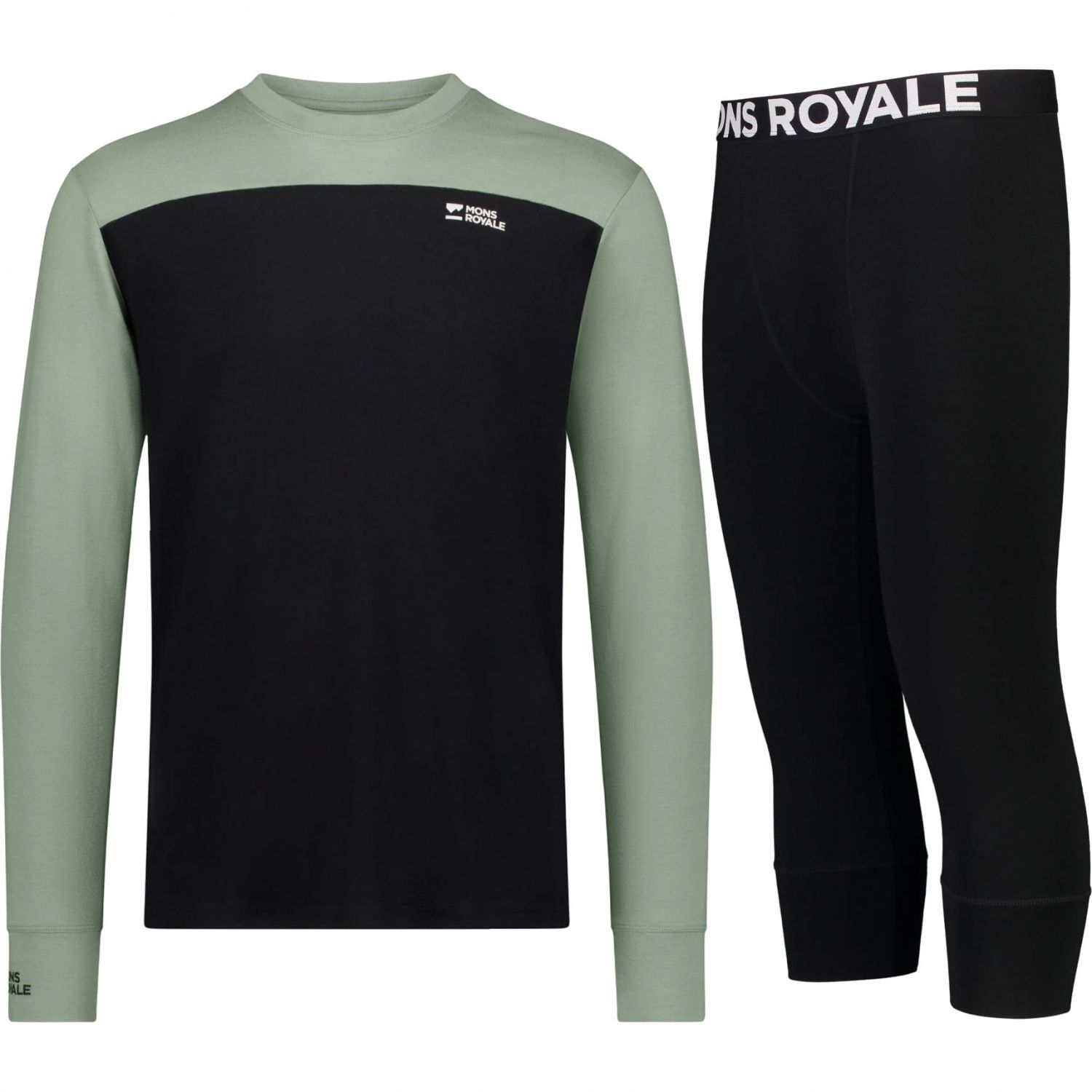 Mons Royale Cascade/Yotei Skiunterwäsche-Set, Herren, schwarz/grün