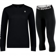 Mons Royale Cascade/Yotei skiundertøjssæt, dame, sort