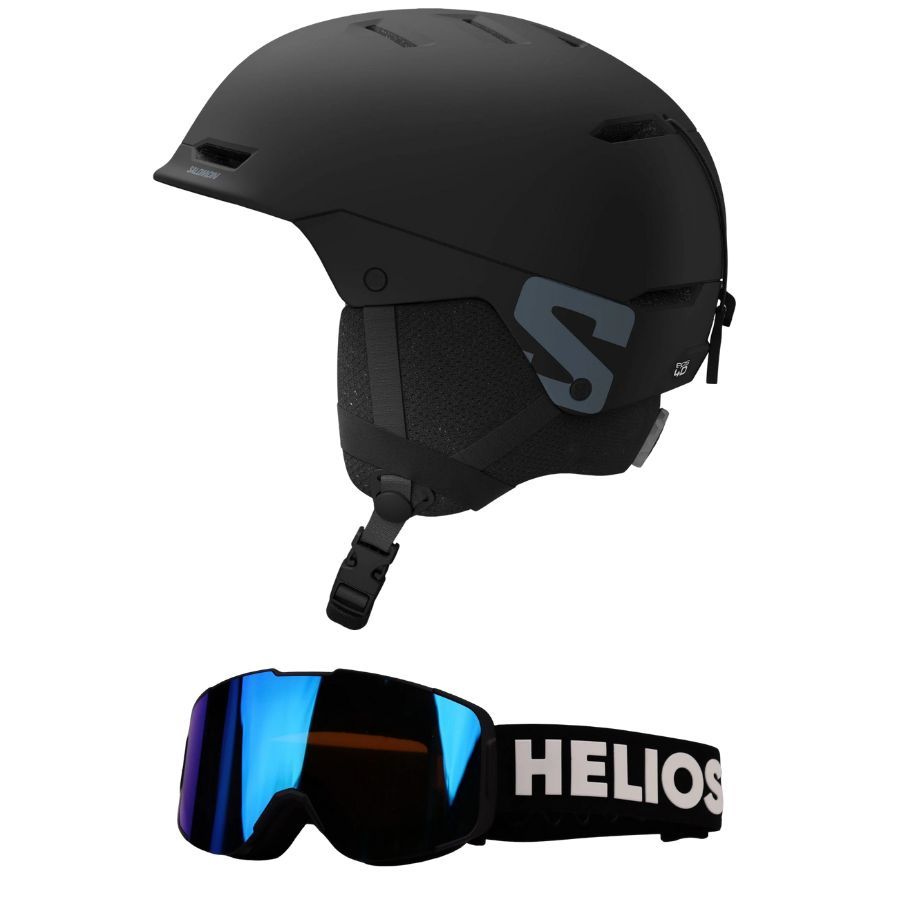 Salomon Husk + Helios Kiddo setti, junior, musta/sininen
