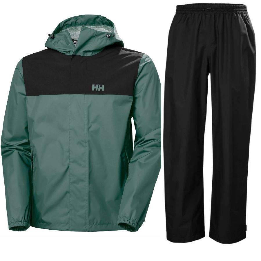 Helly Hansen HH Rain/Vancouver regnsæt, herre, sort/grøn