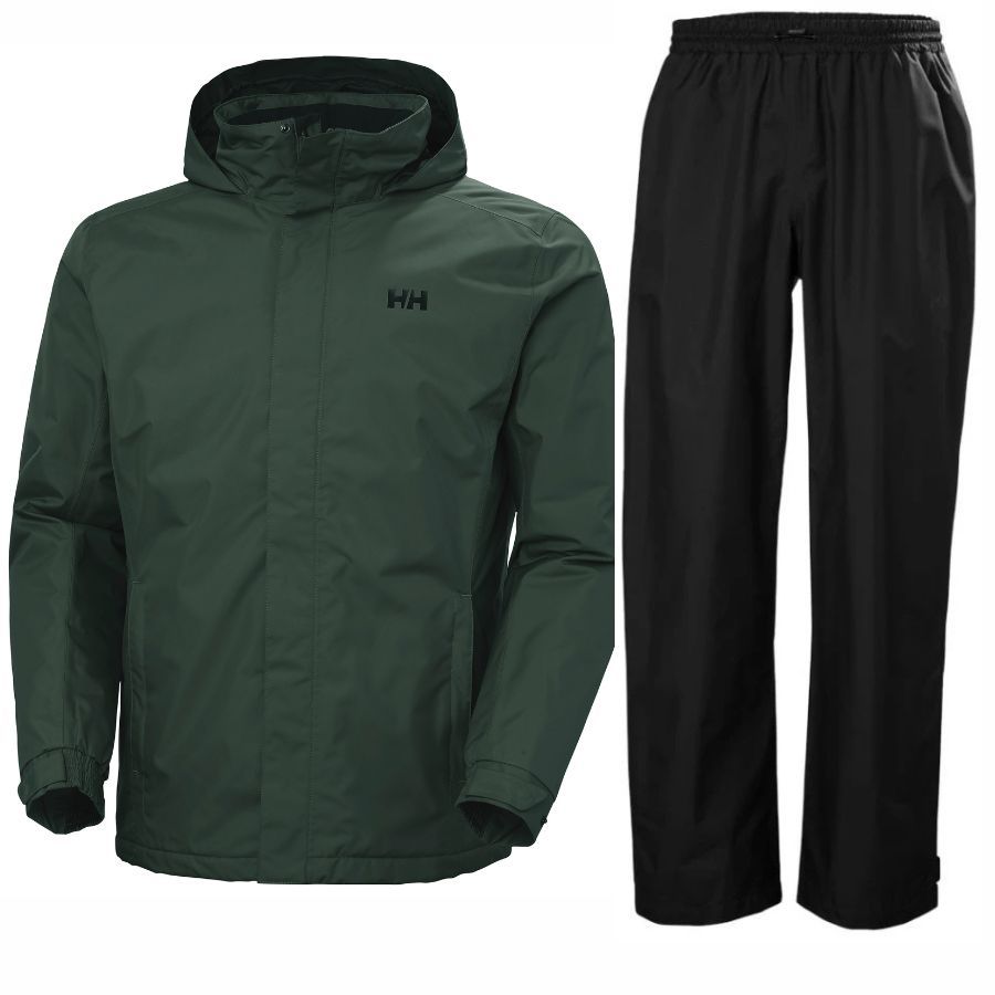 Helly Hansen HH Rain/Dubliner Insulated regnsæt, herre, sort/grøn