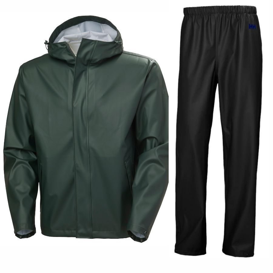 Helly Hansen Moss Hose/Jacke Regenset, Herren, schwarz/grün