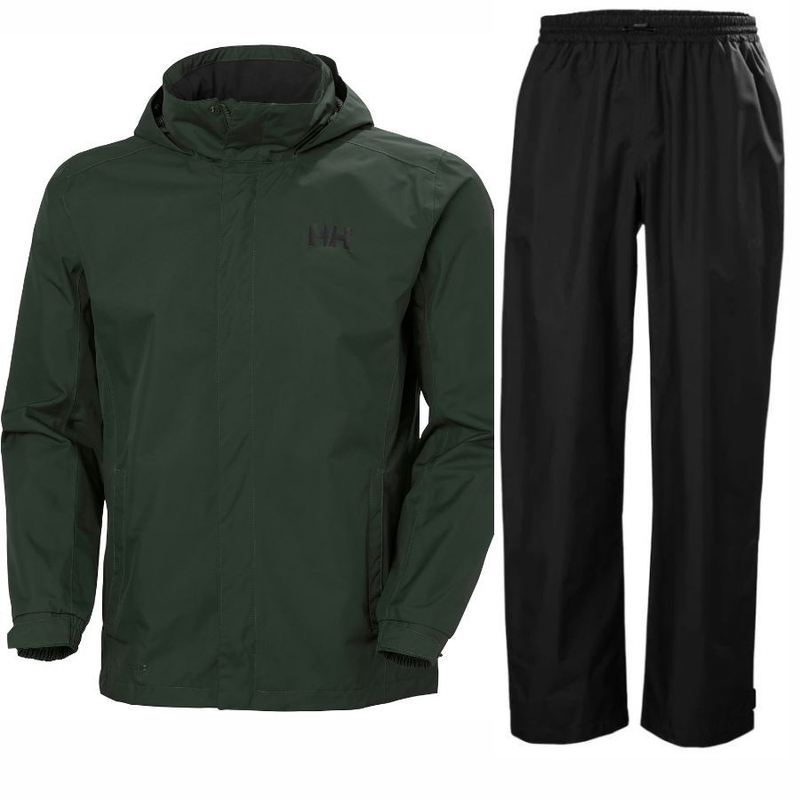 Helly Hansen HH Rain/Dubliner regnsæt, herre, sort/grøn